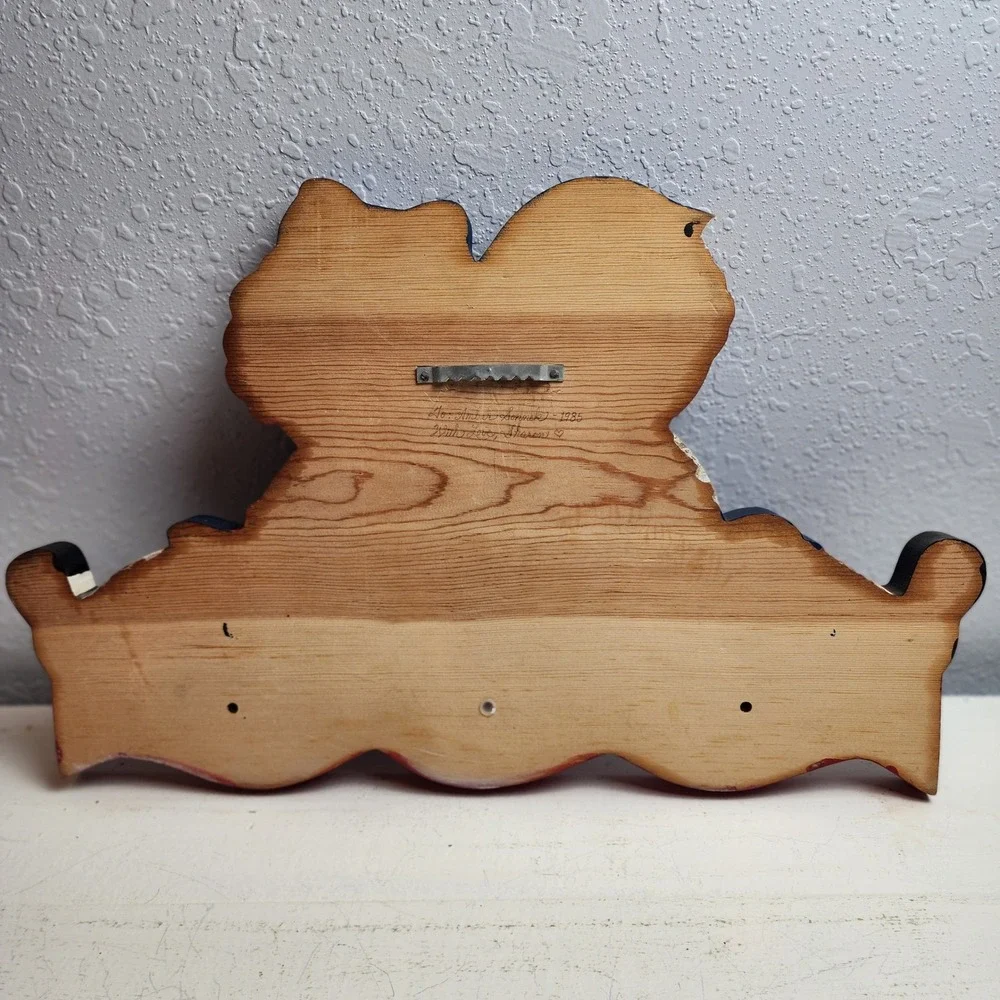 Vintage Wooden Raggedy Ann & Andy Wall Hanger Shelf Red Blue Hearts Rustic Decor